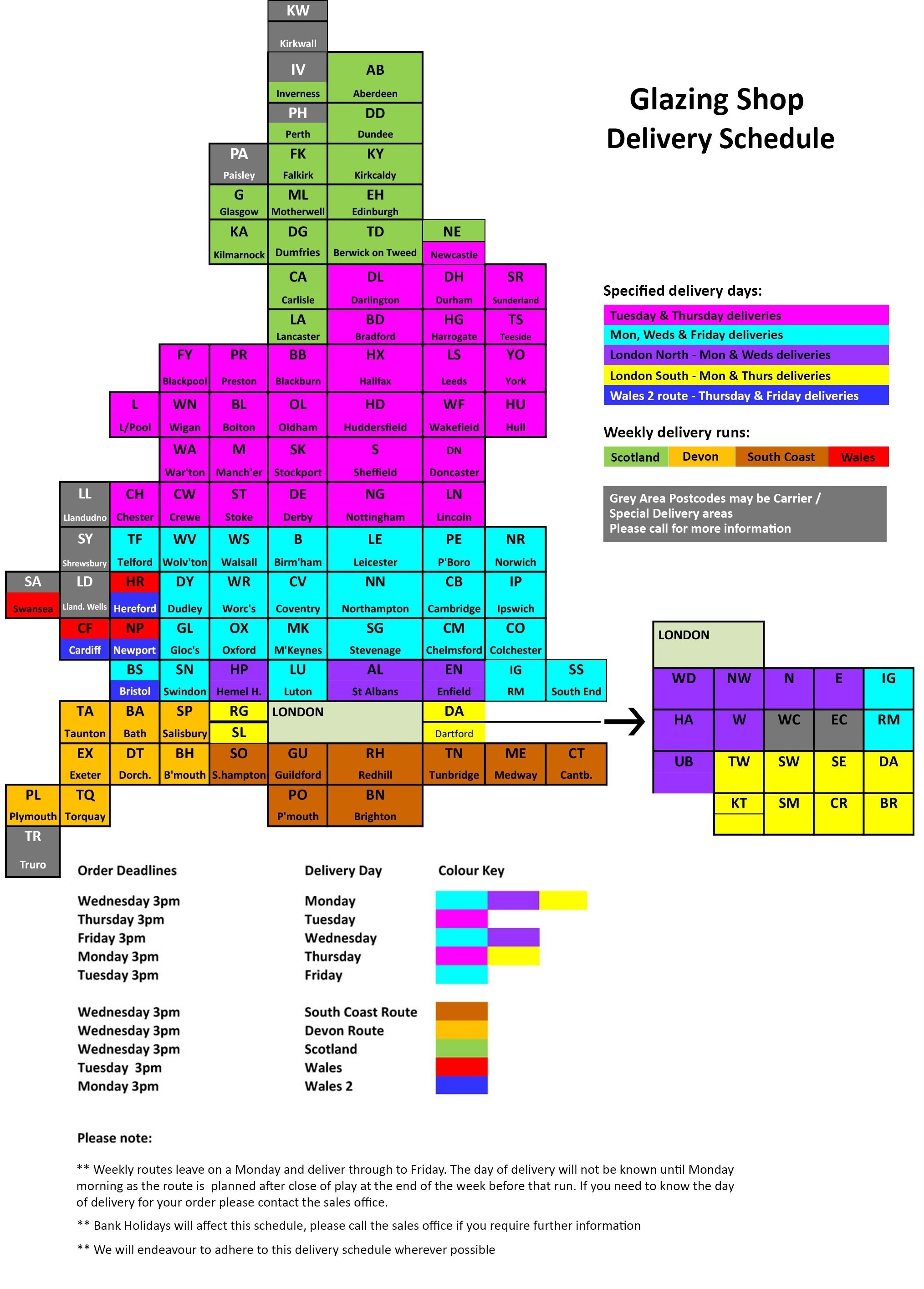 Glazing Shop Delivery Map