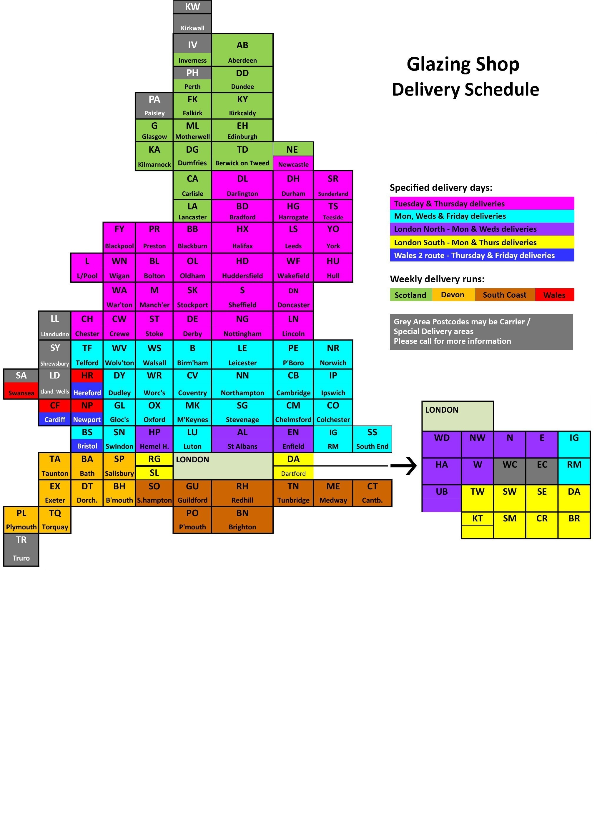 Glazing Shop Delivery Map